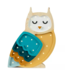 Uil nachtlamp mosterd – houten kinderlamp van Little Lights met zacht LED-licht, dimmer en timerfunctie
