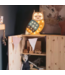 Uil nachtlamp mosterd – houten kinderlamp van Little Lights met zacht LED-licht, dimmer en timerfunctie