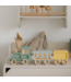 Little Lights treinlamp Olive Valley – houten kinderlamp met 2 wagonne