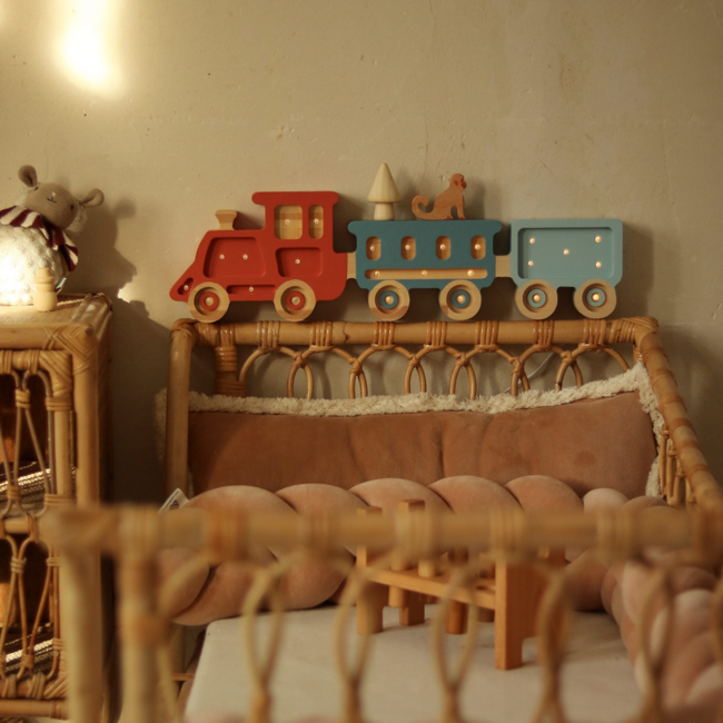 Handgemaakte houten trein kinderlamp Canyon Clay