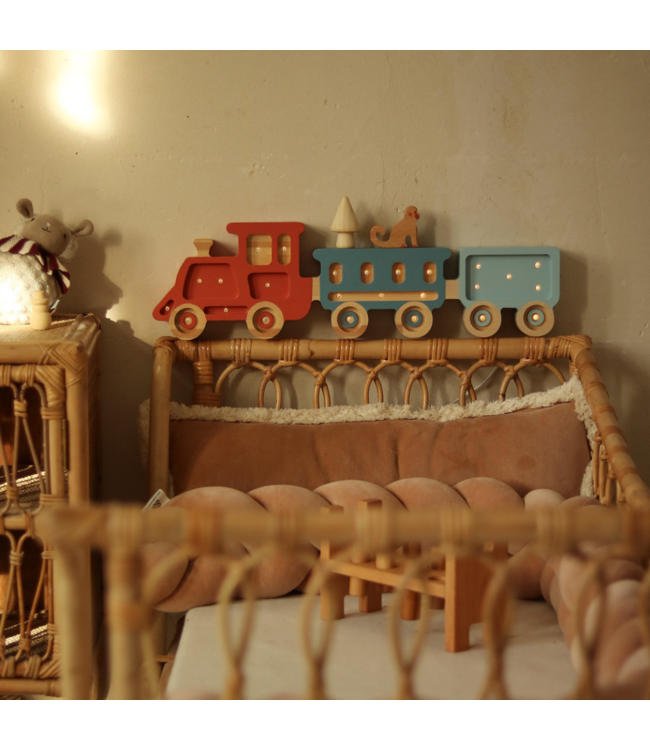 Handgemaakte houten trein kinderlamp Canyon Clay