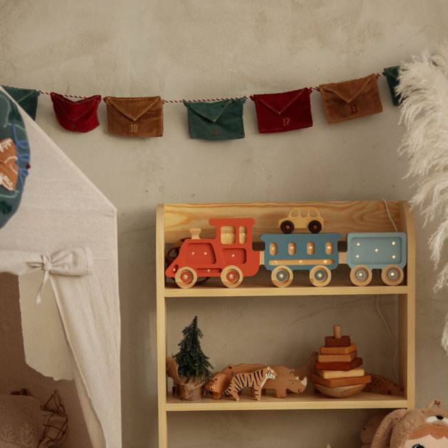 Handgemaakte houten trein kinderlamp Canyon Clay
