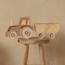 Wooden tractor lamp in coffee cream – handmade ambient lighting for kids’ room or play space