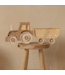 Houten tractor lamp in coffee cream – handgemaakte sfeerverlichting voor kinderkamer of speelruimte