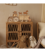 Houten tractor lamp in coffee cream – handgemaakte sfeerverlichting voor kinderkamer of speelruimte