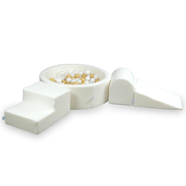 Stijlvolle foam blokken speelset met ballenbak van teddystof