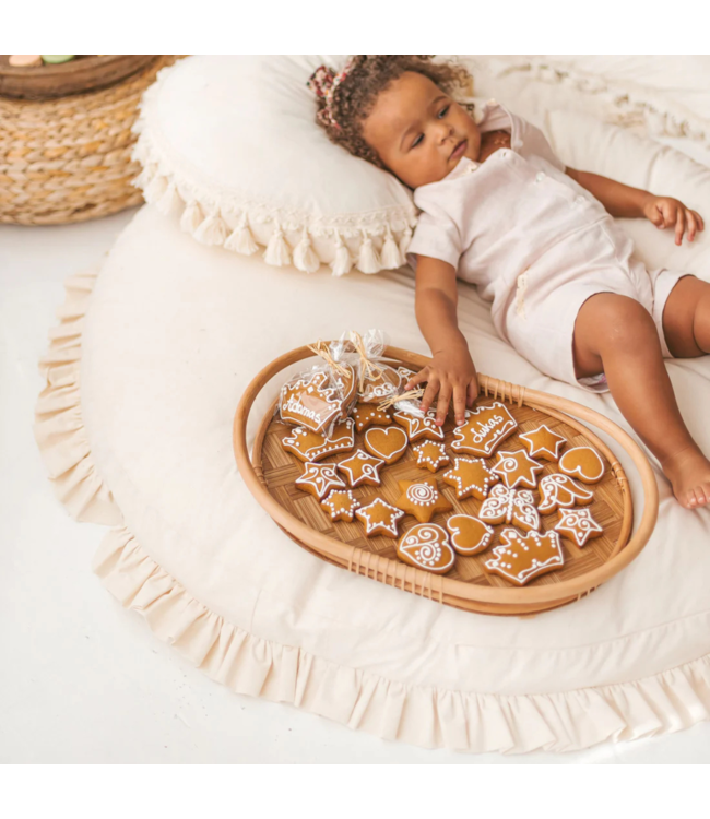 Oversized vloerkussen kinderkamer ecru met rushes | natuurlijk & comfortabel