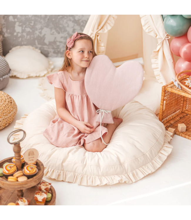 Oversized vloerkussen kinderkamer ecru met rushes | natuurlijk & comfortabel