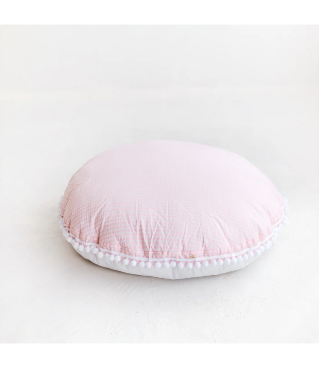 Oversized vloerkussen roze met pompoms