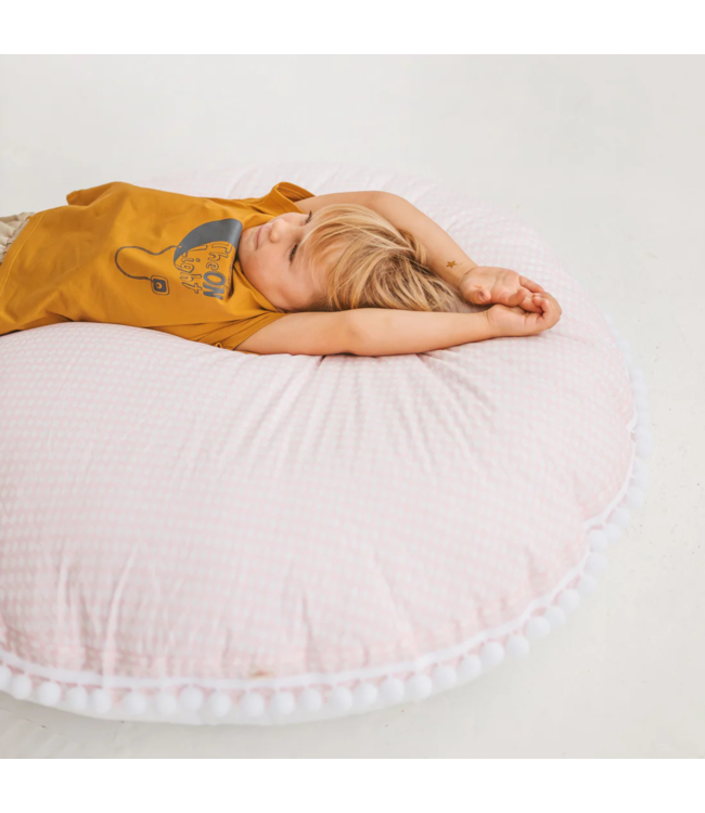 Oversized vloerkussen roze met pompoms