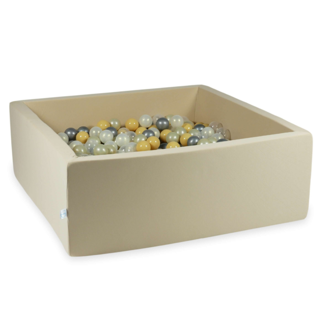 Bac à Balles Carré en Coton | Beige, 600 balles pour le plaisir des enfants