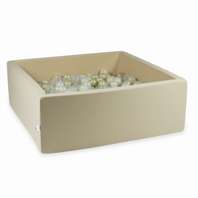 Vierkante ballenbak 110x110 in beige met 600 ballen – veilige speelplek voor je kindje