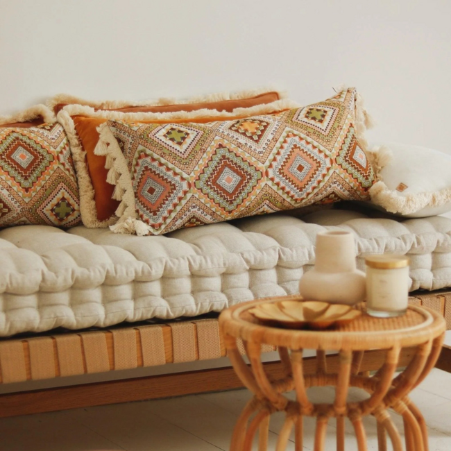 Boho sierkussen met franjes 60 x 30 cm – handgemaakt en sfeervol accessoire voor elk interieur