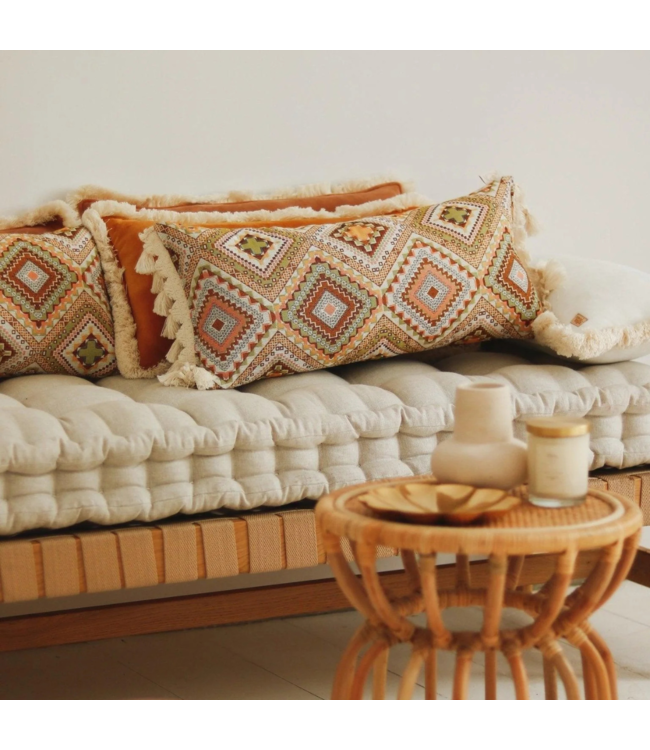 Boho sierkussen met franjes 60 x 30 cm – handgemaakt en sfeervol accessoire voor elk interieur