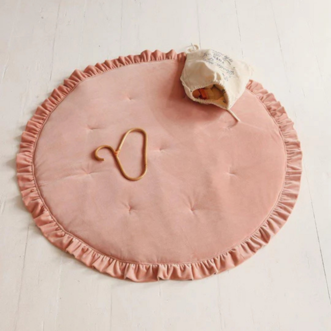 Zacht vloerkleed kinderkamer in abrikoos met franjes – velvet speelmat uit de Soft Touch collectie