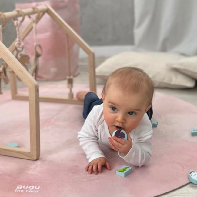 Speelgoedmand Candy Cloud – roze opbergmand met wolkenprint voor kinderkamer