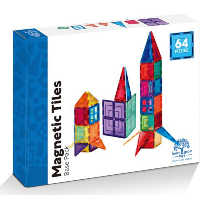 Magnetische tegels – 64-delig basispakket | Educatief & creatief speelgoed voor kinderen
