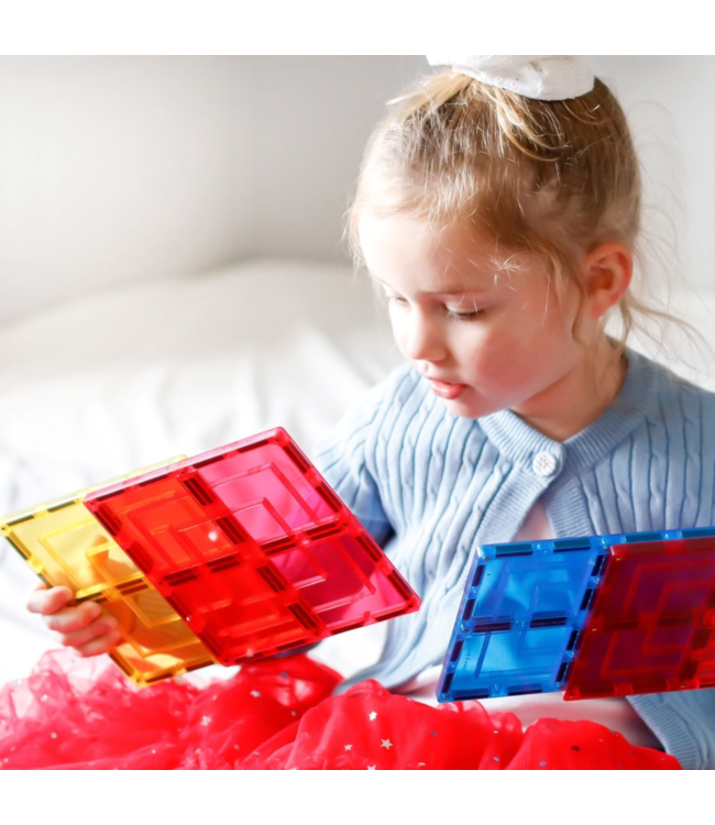 Magnetische tegels groot vierkant pakket met 8 tegels in regenboogkleuren