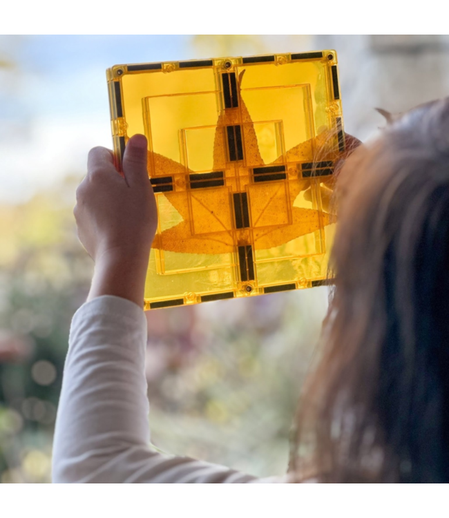 Magnetische tegels groot vierkant pakket met 8 tegels in regenboogkleuren