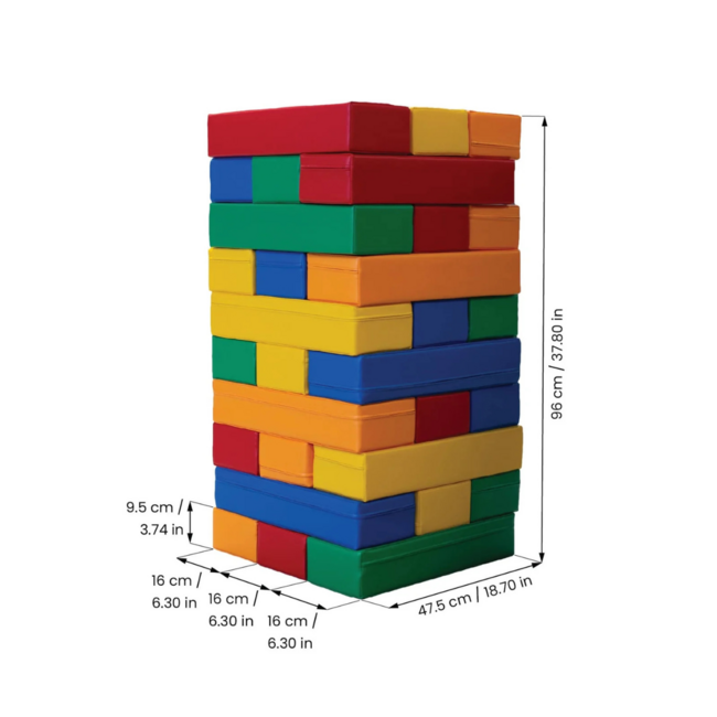 Softplay Tumbling Tower – 30 grote zachte foamblokken voor creatief bouwen