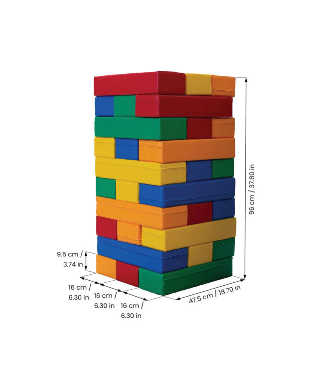Softplay Tumbling Tower – 30 grote zachte foamblokken voor creatief bouwen