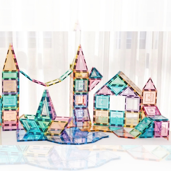 Pastel magnetische tegels bouwpakket 112-delig – creatief STEM-speelgoed