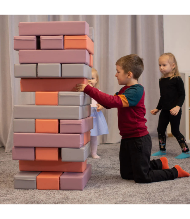Softplay Tumbling Tower foamblokken – 30-delig, zachte blokken in pastel pink