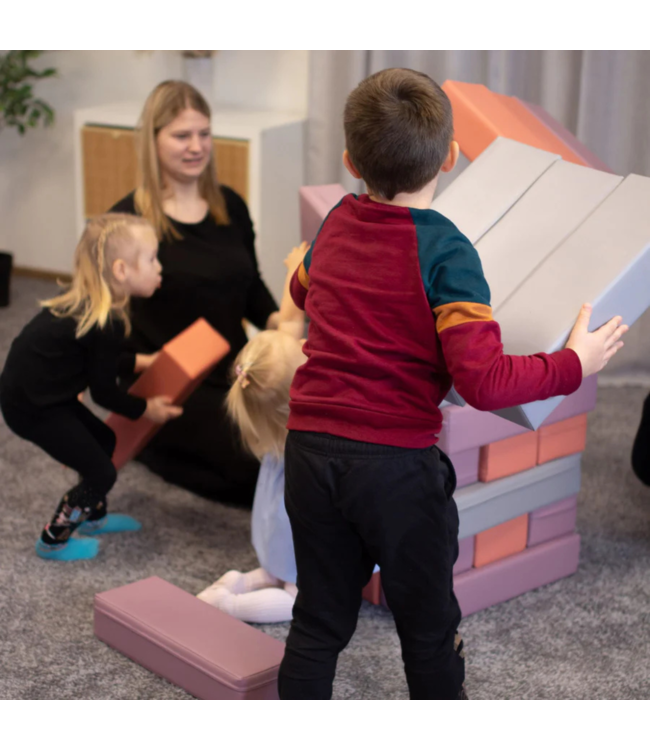 Softplay Tumbling Tower foamblokken – 30-delig, zachte blokken in pastel pink