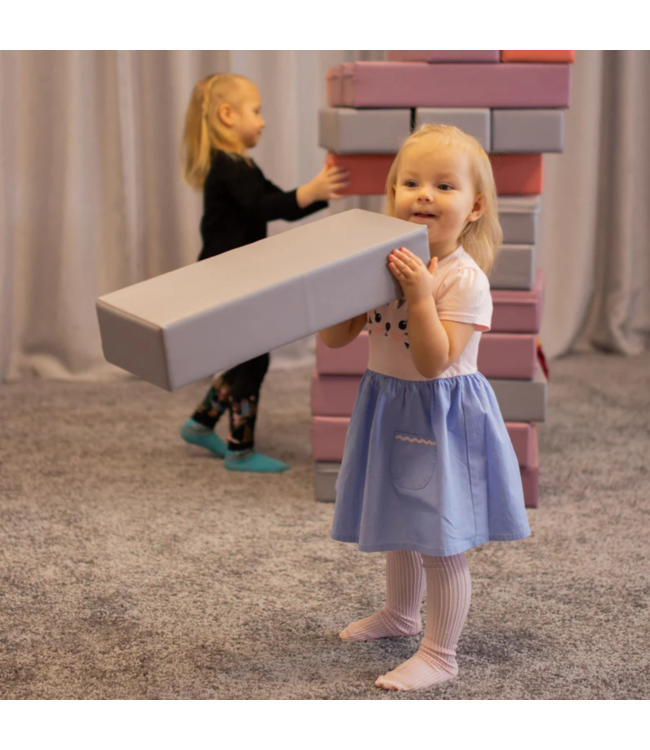 Softplay Tumbling Tower foamblokken – 30-delig, zachte blokken in pastel pink