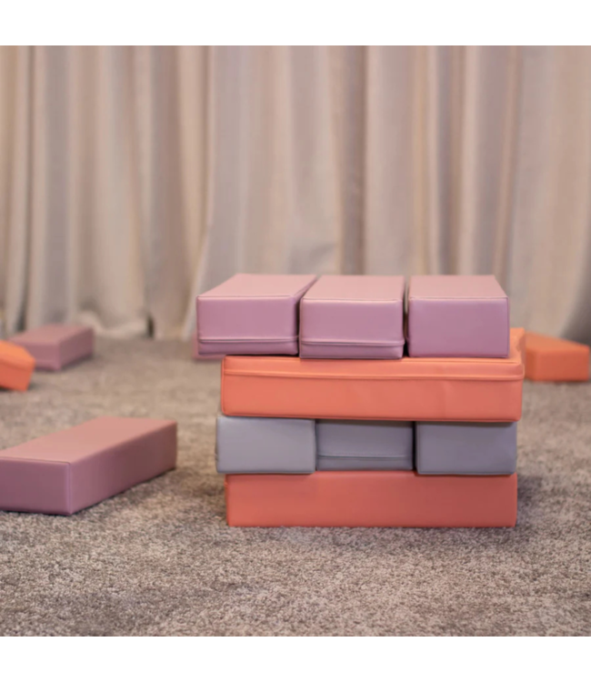 Softplay Tumbling Tower foamblokken – 30-delig, zachte blokken in pastel pink