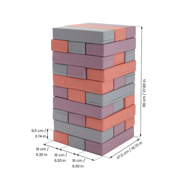 Softplay Tumbling Tower foamblokken – 30-delig, zachte blokken in pastel pink