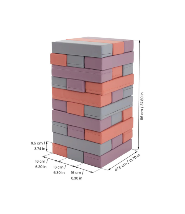 Softplay Tumbling Tower foamblokken – 30-delig, zachte blokken in pastel pink