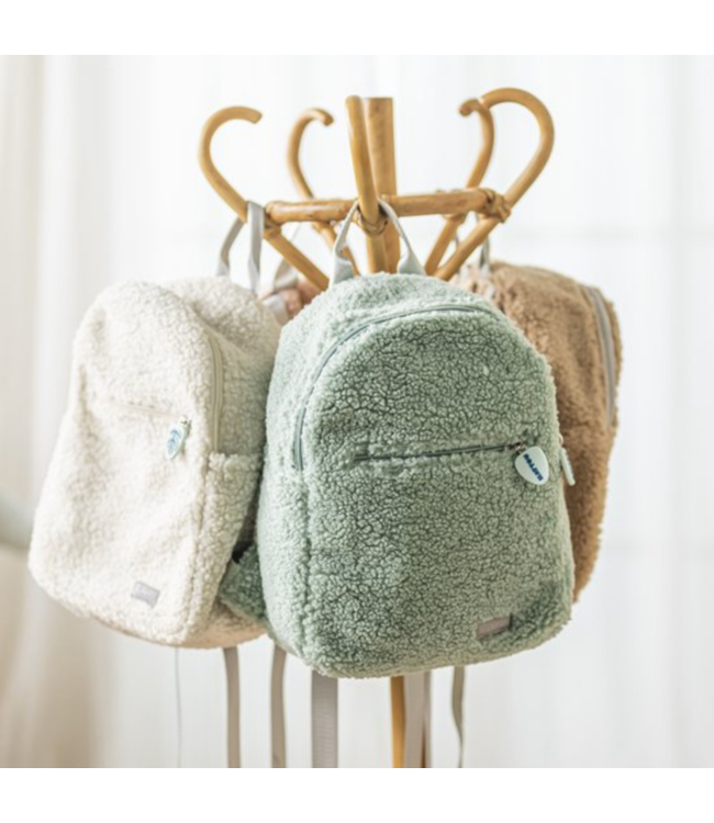 Groene teddy rugzak voor kleuters – zachte teddy tas met handige vakken en verstelbare bandjes