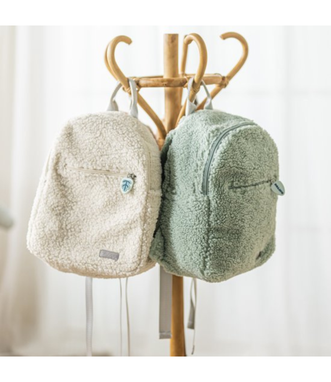 Ecru teddy rugzak voor kleuters – zachte teddy tas met handige vakken en verstelbare bandjes