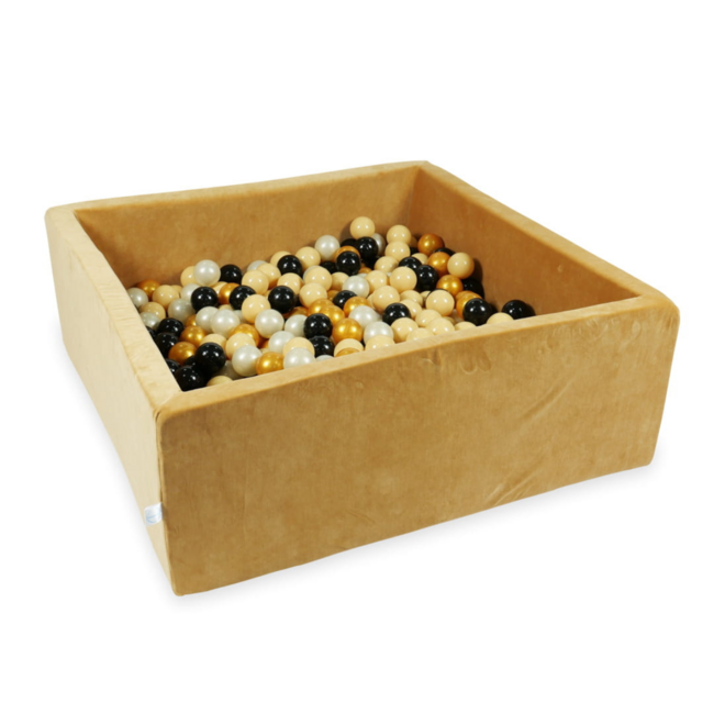 Bac à Balles Carré en Velours Doux | Caramel, 600 balles pour le plaisir des enfants