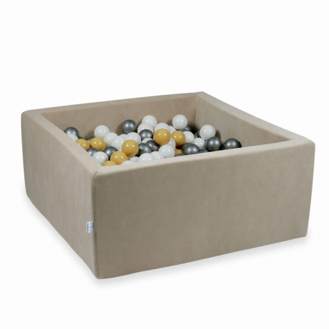 Soft Velvet Square Ball Pit with 400 Balls | Beige – endless fun for your child