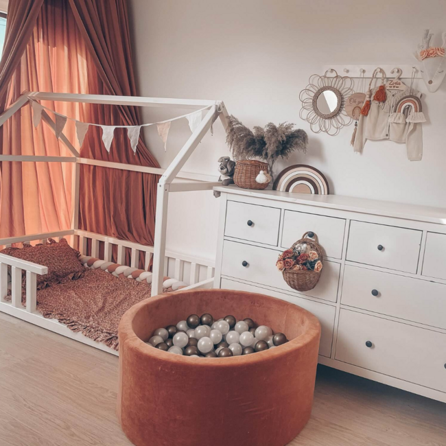 Rundes Bällebad Soft Velvet 90 cm mit 200 Bällen nach Wahl | Canyon Clay