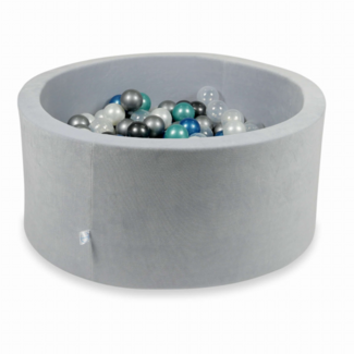 Mimii Piscine à balles velours doux 300 balles | Gris clair