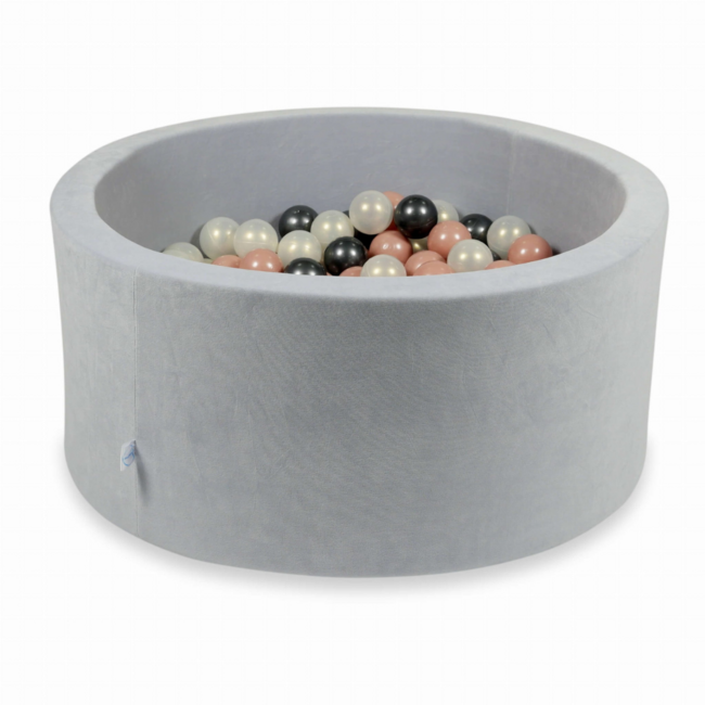 Ballenbak 90x40 velvet soft lichtgrijs met 300 ballen