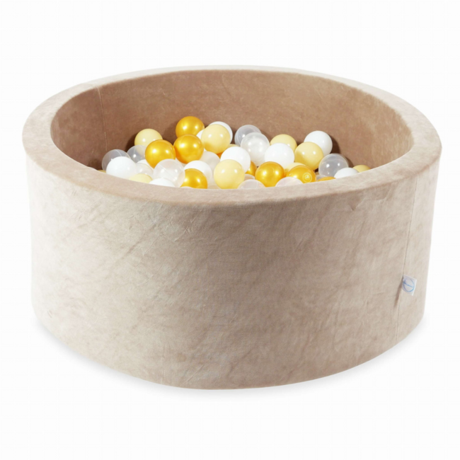 Soft Velvet Ball Pit 300 Balls | Dark Beige | Luxury & safe