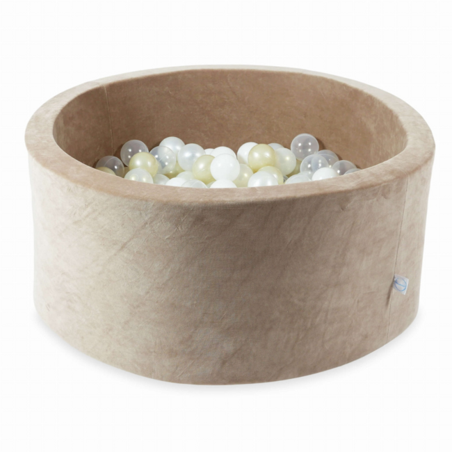 Bällebad Soft Samt 300 Bälle | Dunkelbeige | Luxus & sicher