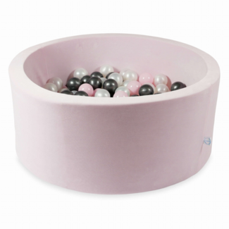 Mimii Piscine à balles velours doux 300 balles | Rose clair