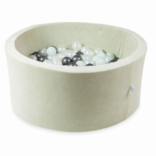 Piscine à balles velours doux 300 balles | Menthe clair | Luxe