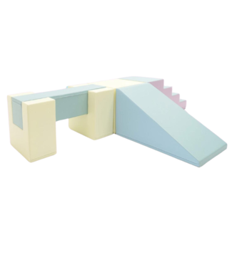 Wigiwama Foamblokken glijbaan met brug | Softplay set pastel kleuren