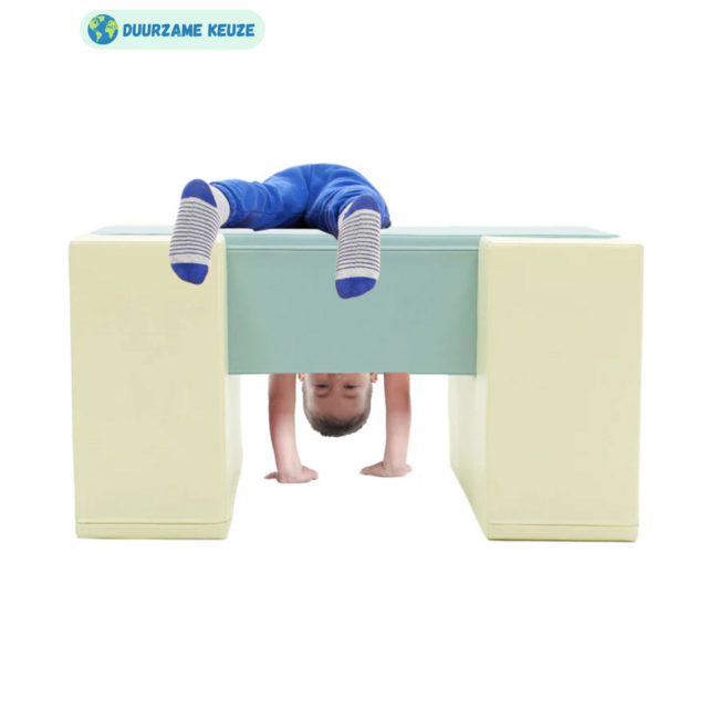 Foam blokken glijbaan XXL met Balance Bridge pastel – Modulaire speelset voor binnen en buiten, stimuleert motoriek en creatief spel