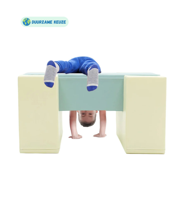 Foam blokken glijbaan XXL met Balance Bridge pastel – Modulaire speelset voor binnen en buiten, stimuleert motoriek en creatief spel