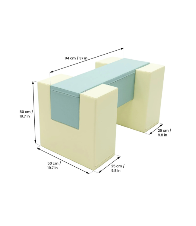 Foam blokken glijbaan XXL met Balance Bridge pastel – Modulaire speelset voor binnen en buiten, stimuleert motoriek en creatief spel