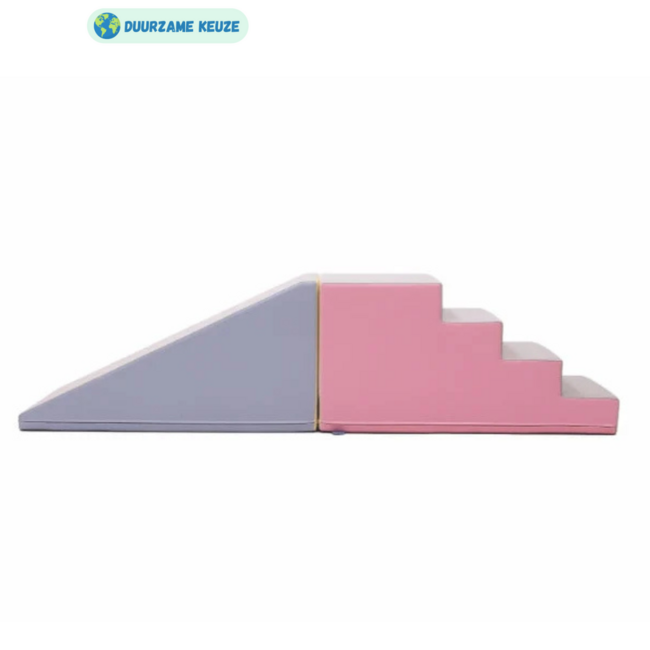 Schaumstoff-Rutschenset mit Brücke – Softplay-Set in sanften Pastelltönen zum sicheren Spielen und Klettern