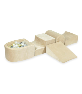 Mimii Foam hindernisbaan met velvet ballenbak | Soft beige