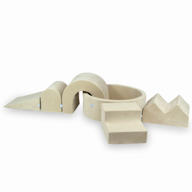 XXL foam speelset in soft beige velvet met ballenbak voor peuters